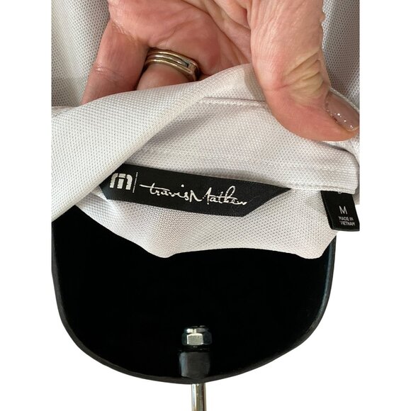 Travis Mathew Mens Polo Shirt White & Gray Striped Golf Apparel Size M - Picture 5 of 7